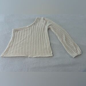 Le Lis Collection One Shoulder Knit Sweater Cream Size L